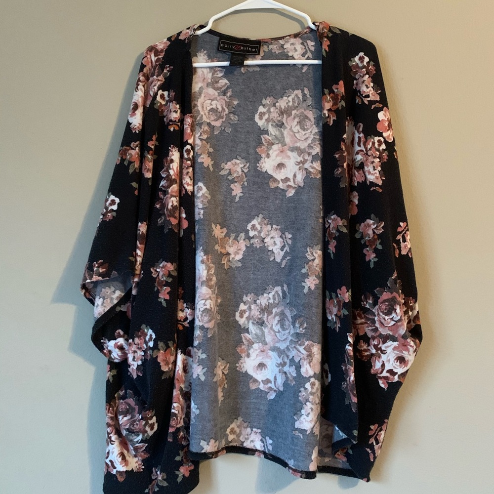 short sleeve floral cardigan